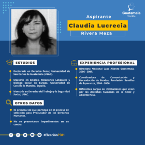 Perfiles Aspirantes PDH_32. Claudia Rivera